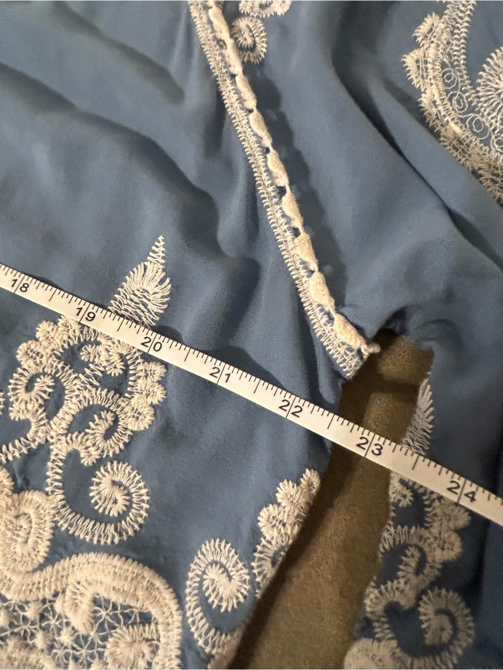 NorthStyle Blue & White Embroidered Lace Trim Bohemian Top - Women's Size L - Picture 10 of 11